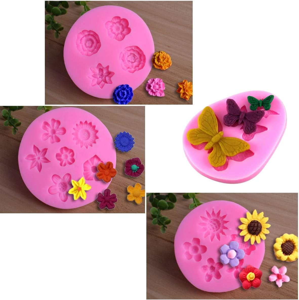 Moldes De Silicon Para Fondant Silicona Para Reposteria Flores 5 PCS