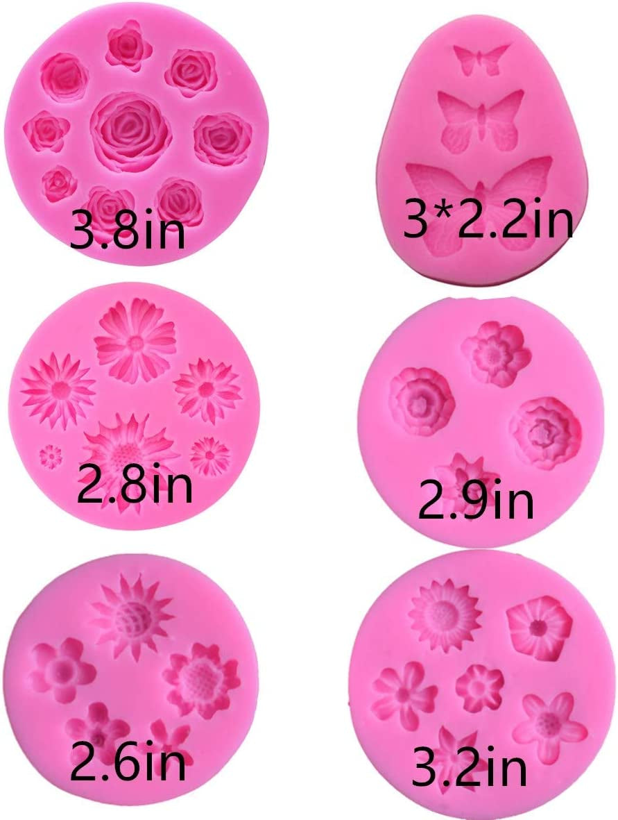 Moldes De Silicon Para Fondant Silicona Para Reposteria Flores 5 PCS
