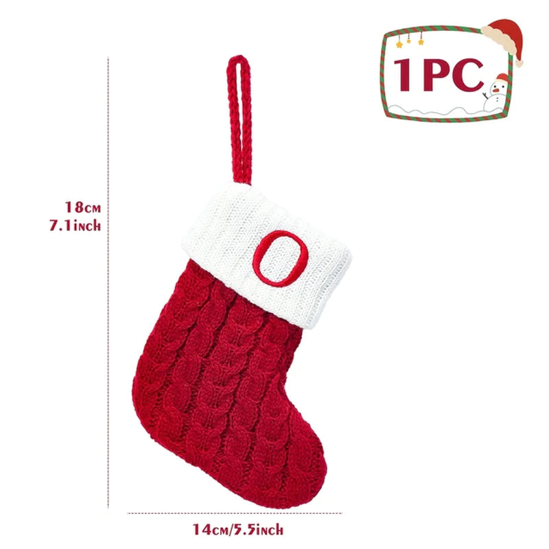 Christmas Socks Knitting Red Snowflake Alphabet Letters Christmas Decoration for Home Xmas Tree Ornament Gift Navidad Natal 2022