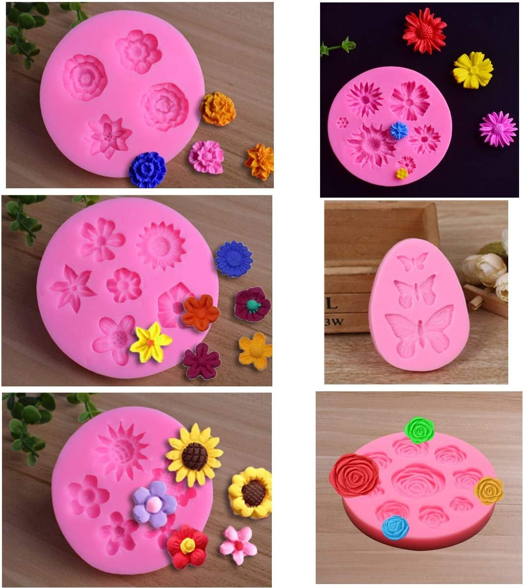 Moldes De Silicon Para Fondant Silicona Para Reposteria Flores 5 PCS