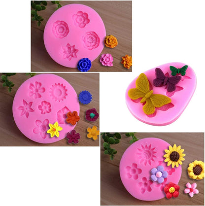 Moldes De Silicon Para Fondant Silicona Para Reposteria Flores 5 PCS