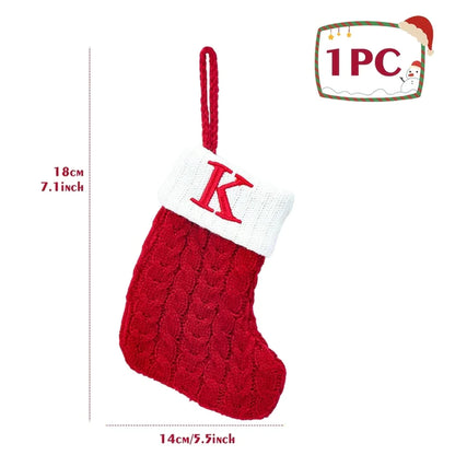 Christmas Socks Knitting Red Snowflake Alphabet Letters Christmas Decoration for Home Xmas Tree Ornament Gift Navidad Natal 2022