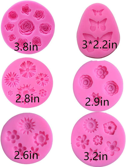 Moldes De Silicon Para Fondant Silicona Para Reposteria Flores 5 PCS