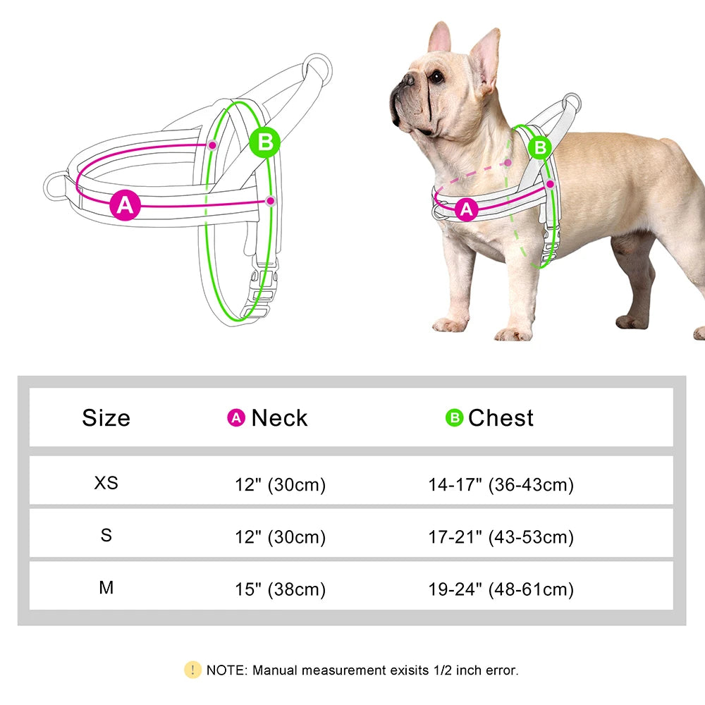 Soft No Pull Small Medium Dog Harness Nylon Pitbull Dog Puppy Harnesses Padded Pet Vest Adjustable for Small Dog Chihuahua Pug